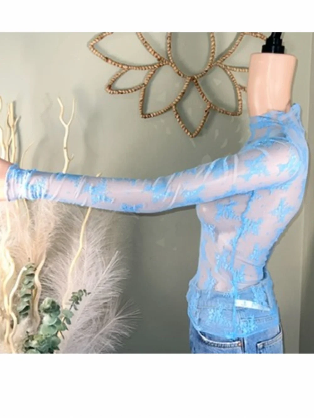 NEW Intimately Free People Lady Lux lace layering top in blue bell XS